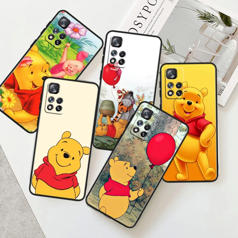 

Pooh Bear Cute Phone Case For Xiaomi Redmi Note 11E 11T 11S 10T 10S 9S 9T 8T 7 Pro Plus Lite Max Black Cover