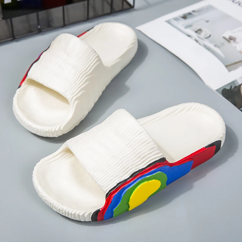 

Hot Sale Fashion Rainbow Slippers Men Casual Slides Couple Summer Slippers 2022 Designer Slides Women's Home Slippers шлепанцы