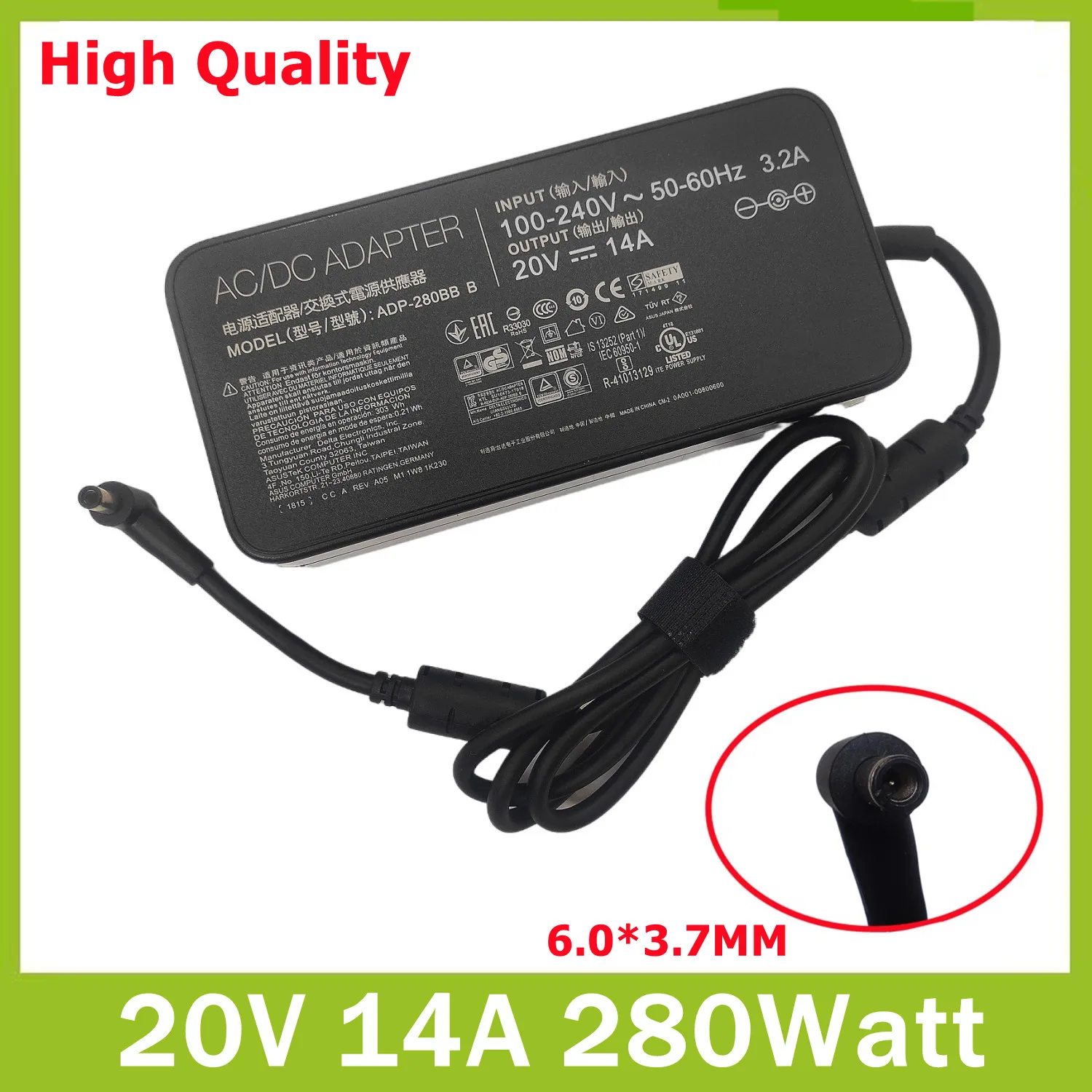20V 14A 280W 6.0x3.7MM ADP-280BB B Charger AC Adapter For PG35V G703GI GX701 ROG G703GX G703GS GX703HS Laptop Power Supply
