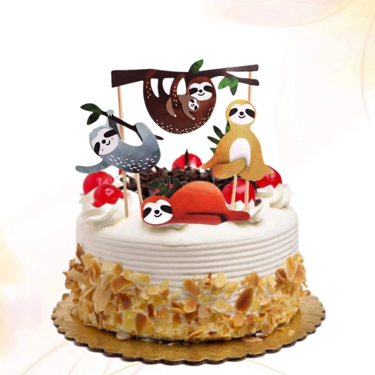 

4pcs Sloth Cake Topper Set Creative Decor Cake Insert for Birthday Party Festival