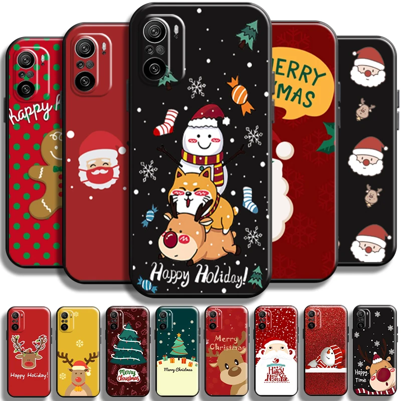 

Merry Christmas Santa Claus For Xiaomi Redmi K40 K40 Pro K40 Gaming Phone Case Back TPU Cover Shell Funda Coque Liquid Silicon