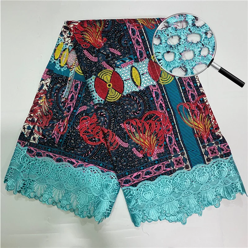 

Африканское кружево, вышитая вощеная ткань, Высококачественная хлопковая Вощеная вышивка Afrcan, 6 ярдов/шт., классическая печать для платья «сделай сам»