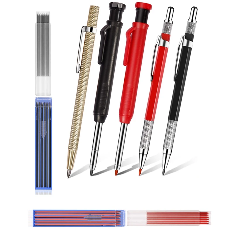 S Set With Refills 5pcs Woodworking Scriber Tool Colorful Deep Hole Pencils Marking Tool