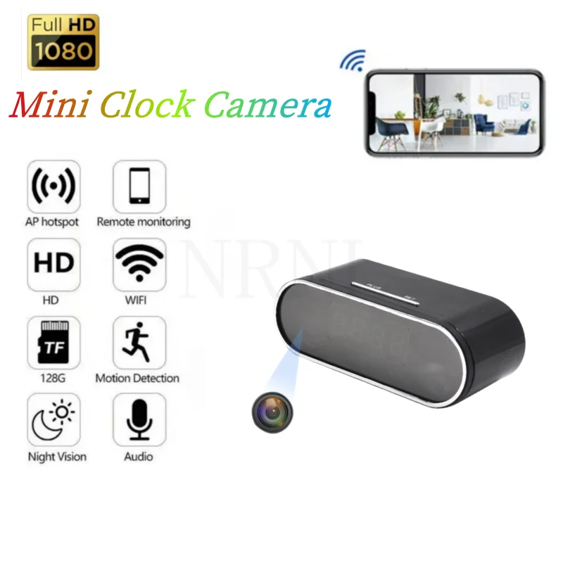 Беспроводные мини-часы с Wi-Fi, камера, будильник, телефон, 1080P, IP/AP, безопасность, ночное видение, датчик движения, дистанционный монитор Micro