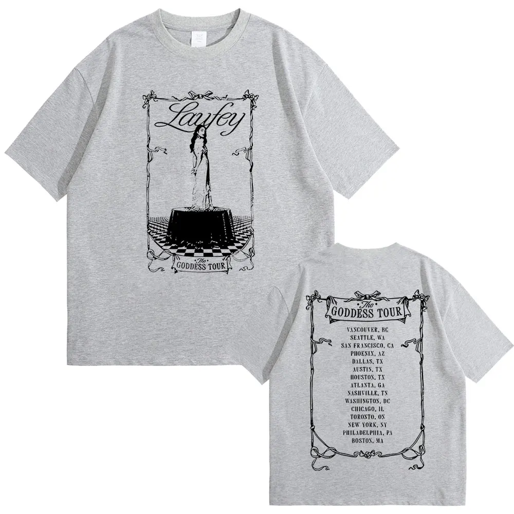 Singer Laufey The Goddess Tour Graphic Print T-shirt Summer Men Women Fashion Streetwear Male Casual Oversized Cotton T Shirts