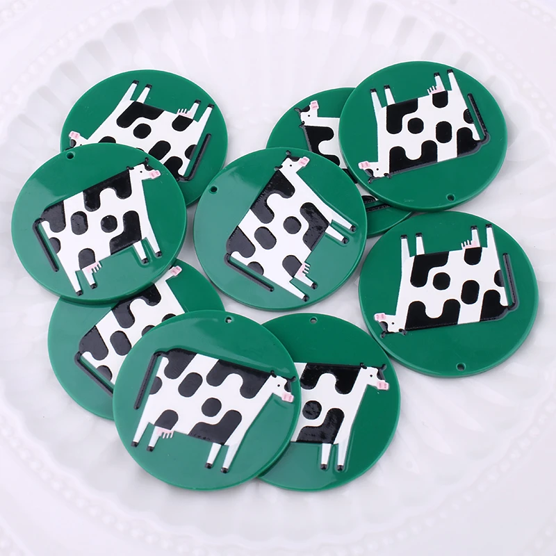 10 шт. 45x45 мм акриловая лампа с рисунком крупного рогатого скота для сережек