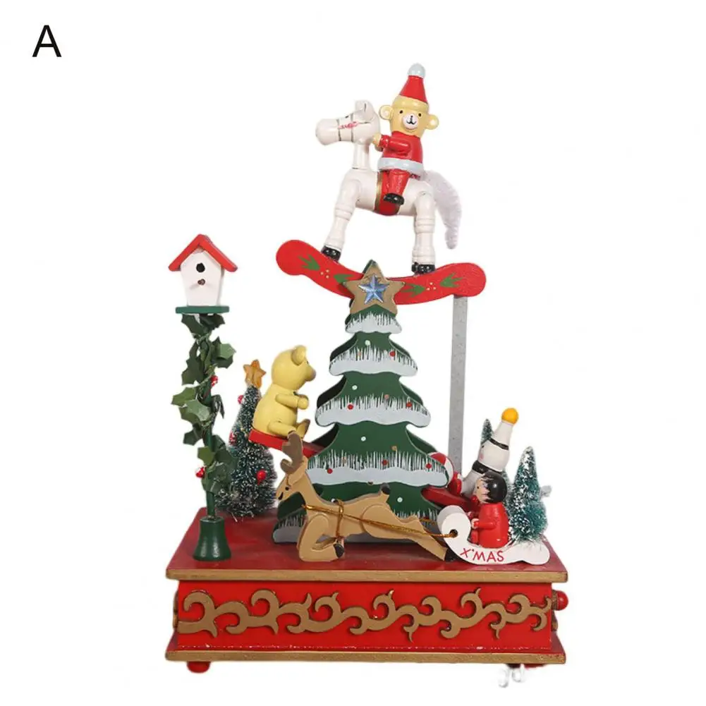 

Уникальная Рождественская музыкальная шкатулка в рождественском стиле, безопасное Рождественское украшение, рождественское деревянное украшение для стола