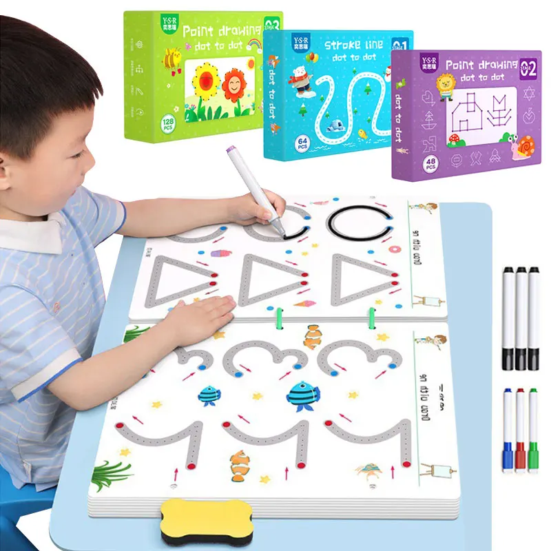 

Montessori Math Learning Children Toys Drawing Tablet Pen Control Hand Training Shape Math Match Games Set Educational Toy Books