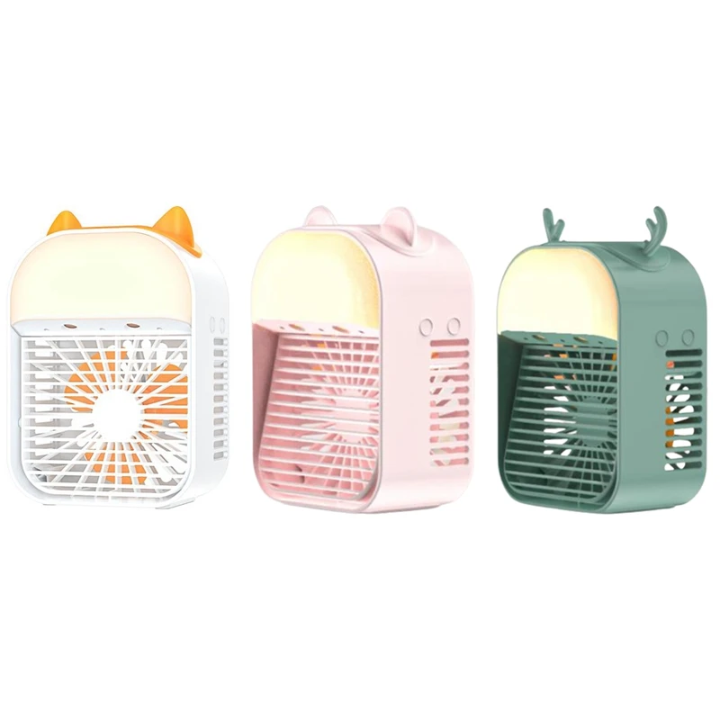

3In1 Mini USB Rechargeable Humidifier Air Cooler Fan Summer Household Office Desktop Cooling Fans with Led Light