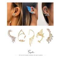 sliver clips earrings for women no hole fairy earrings hanging list minority design rhinestone ear clip without ear hole jewelry