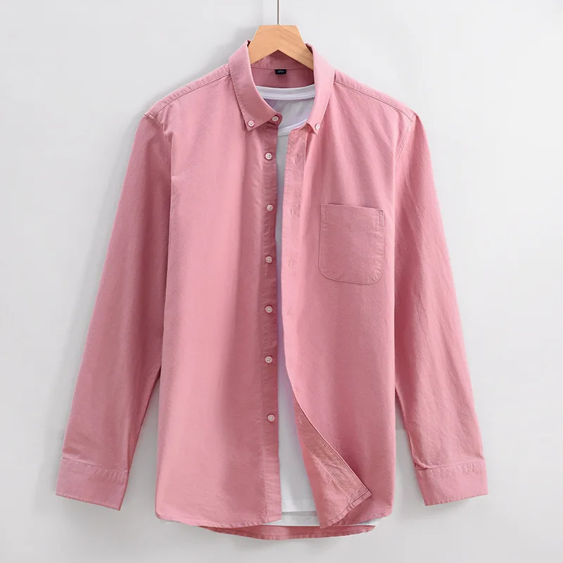 100% Cotton Oxford Long Sleeve No Fade Casual Fashion Slim Fit Mens Social Shirt