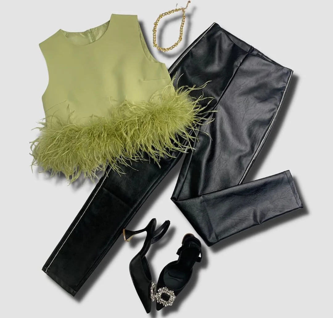 

Женская блузка с перьями на подоле, элегантная однотонная Повседневная рубашка без рукавов, уличная одежда, лето 2022