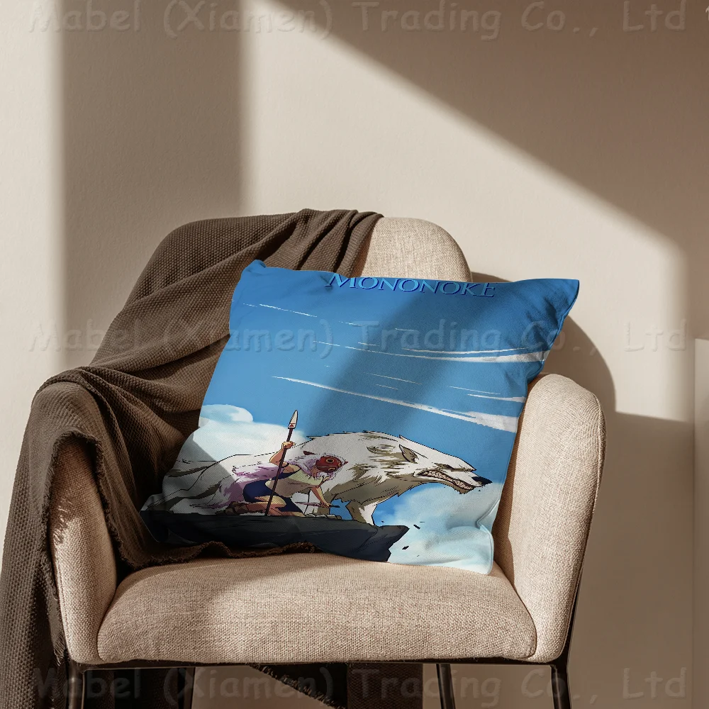 Cartoon Anime Girl M-Mononoke H-Hime Pillow Gifts Home Office Furnishings Bedroom Sofa Car Cushion Cover Case 45x45cm