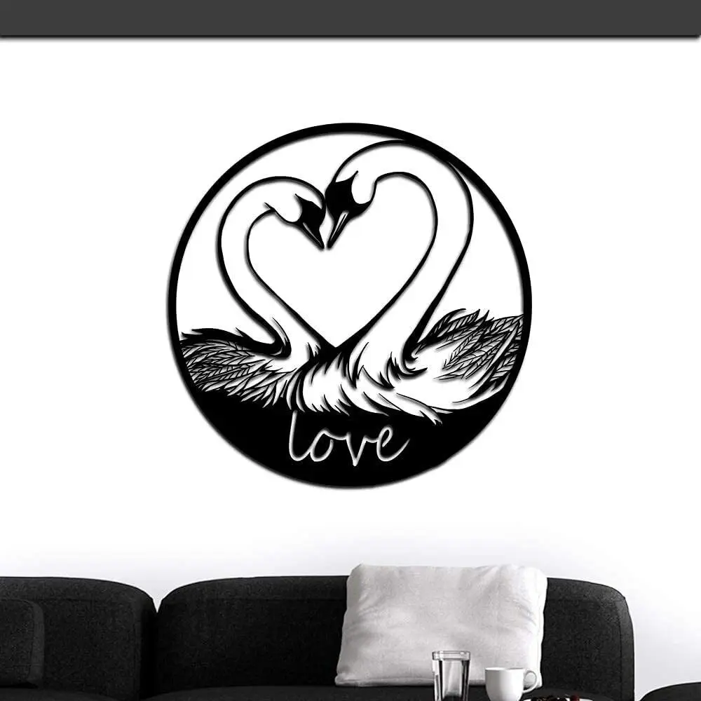 

Love Wall Art Romantic Swan Decoration Laser Cut Metal Wall Art 22"x22"