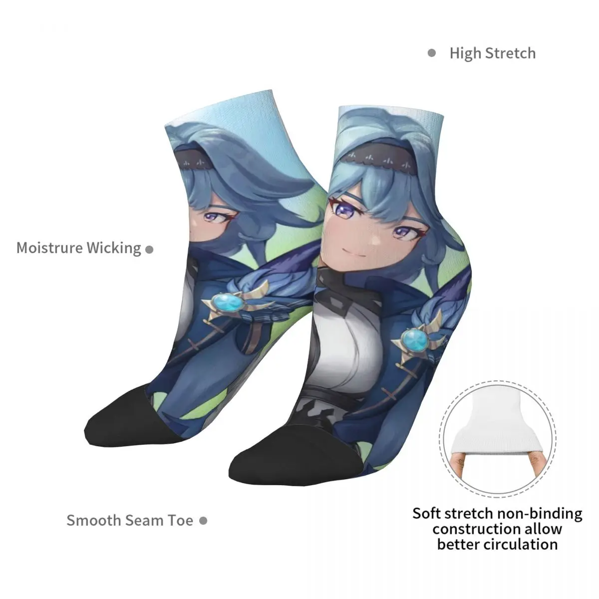 Носки Eula Genshin Impact супер мягкие чулки в стиле Харадзюку всесезонные носки