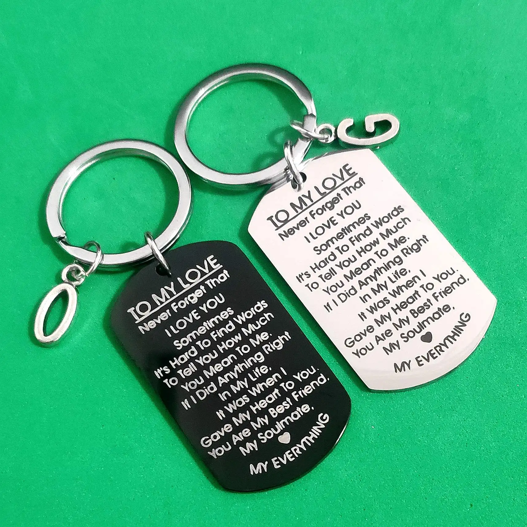 

Keyring Soulmate Keychain for Car Keys 26 Letters Valentine's Day Ornaments TO MY LOVE Couple Gift Stainless Steel Creative DIY