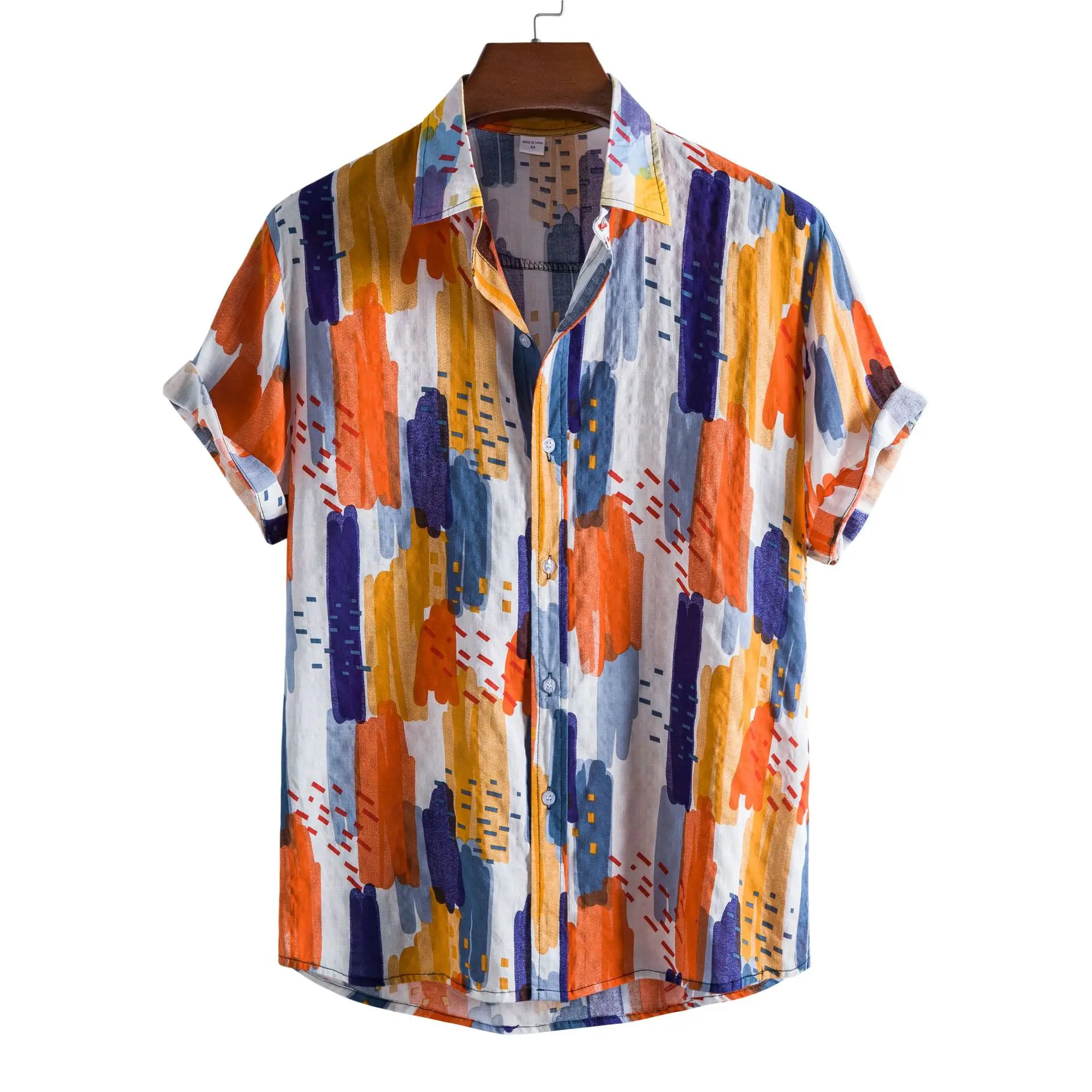 

Orange Graffiti Print Hawaiian Aloha Shirt Men Brand New Summer Short Sleeve Beach Shirts Mens Party Casual Hawaii Chemise Homme