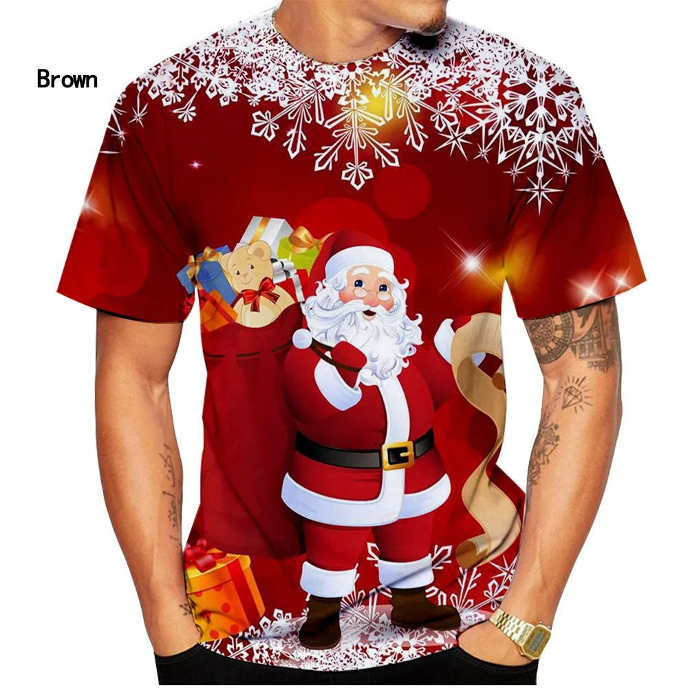 

New fashion Christmas T-shirts Men and women Short-sleeved T-shirts Casual Santa Claus cartoon 3D-printed T-shirts