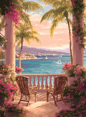 PhotoCustom Картина по номерам Закат Приморский