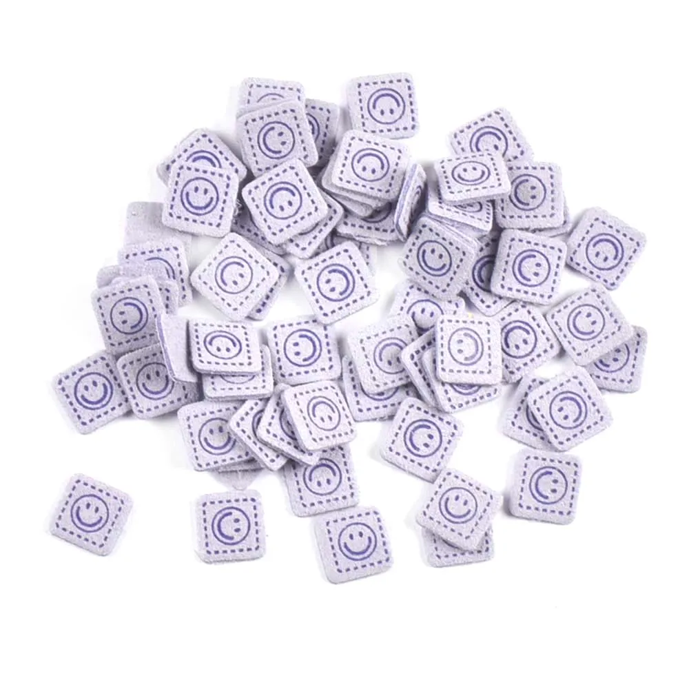 50Pcs Mini Square Smile Embossing Labels For Sewing Accessories DIY Clothes Supplies Washable Care Garment Bags Hats Tags c3529 images - 6