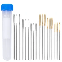 miusie 1820 pcs 5 367 cm blunt big eye needles with needle bottle stainless steel leather sewing needles leather craft tool