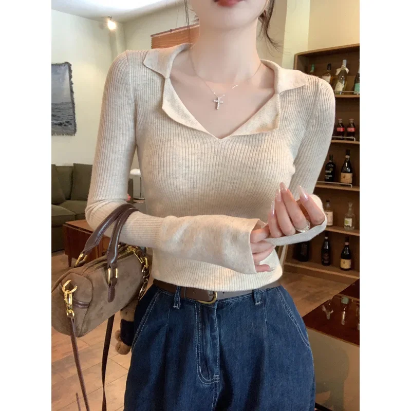 Женский вязаный свитер с длинными рукавами осень 2023 новинка высокого класса