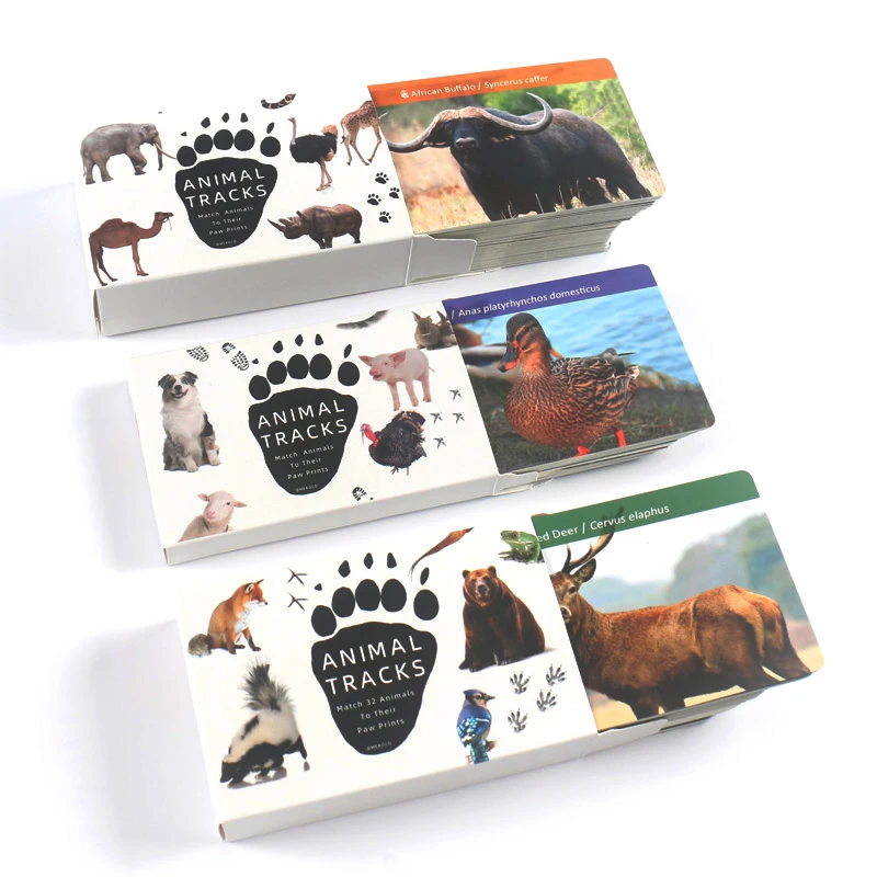 

Montessori Games Animal Footprints Track Matching Game Flash Cards Practical Life Material Educational Toys For Children A2162K