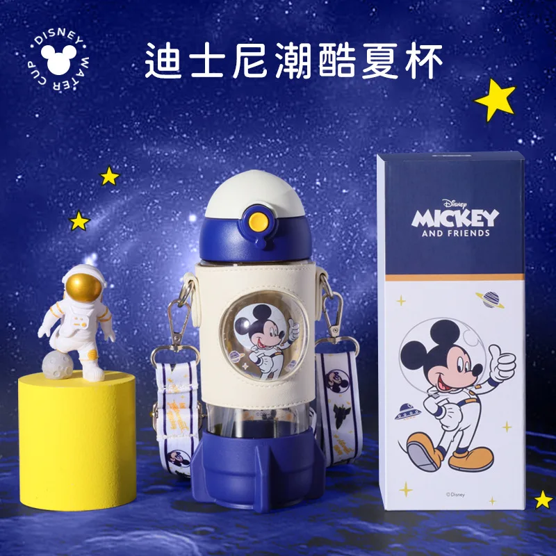 Disney Minnie Mickey Tide Cool Cartoon Children Kids Student Straw Cup Plastic Water Cup Rocket Drinking Cup Kettle enlarge