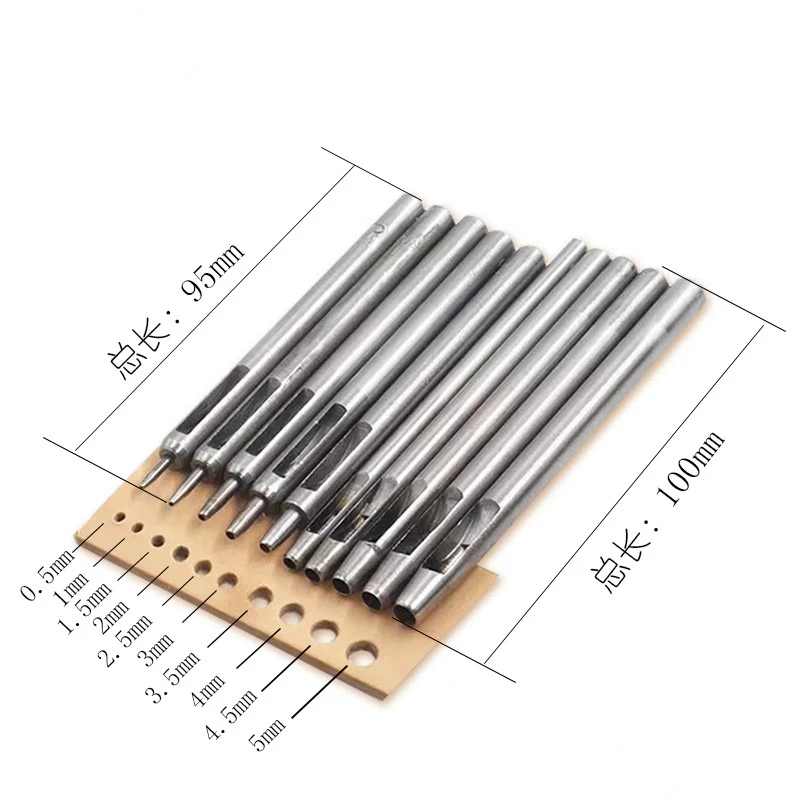 

10 PCs Set round Punch Hollow Punch Punching Leather Puncher DIY Leather Tools Belt Punch