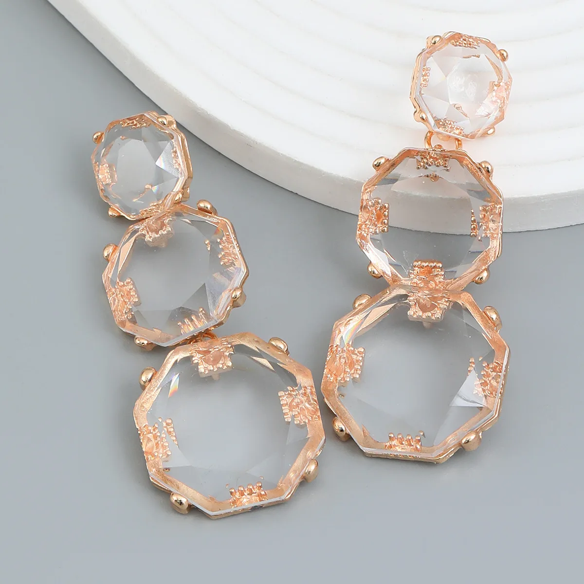 

New Gold Geometric Acrylic Resin Drop Earrings for Women Statement Round Square Dangle Brincos Jewelry