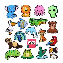 1pcs Cartoon Animals PVC Croc Shoe Charms Jibz Jeans Buckle Pins Kawaii Dolphin Chameleon Sandals Upper Accessories Decorations