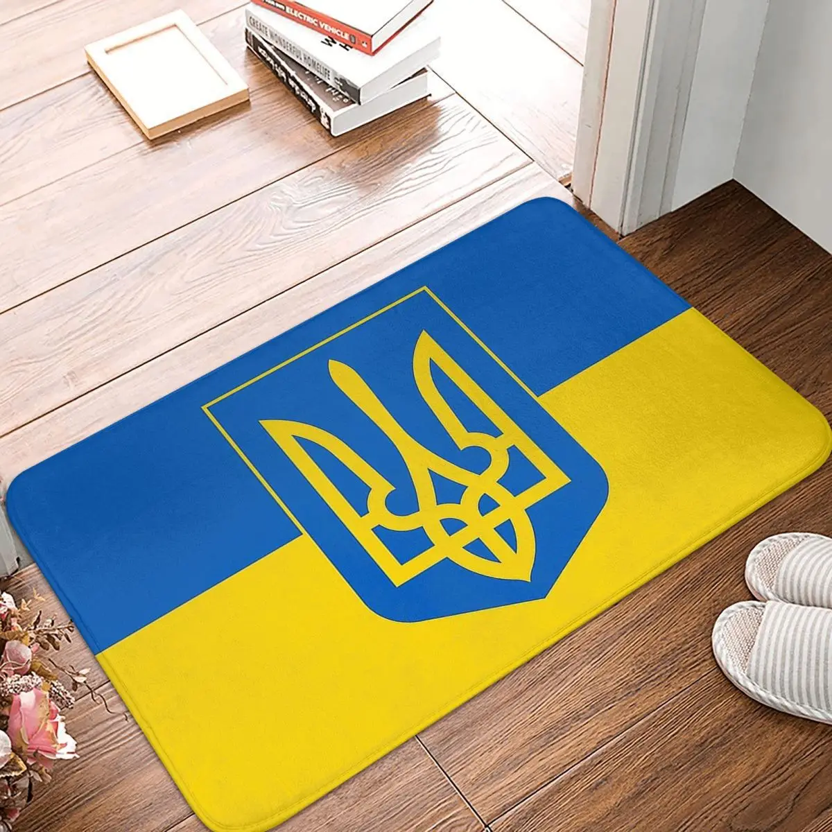 

Ukraine Ukrainian Kitchen Non-Slip Carpet Trident Tryzub Bedroom Mat Welcome Doormat Floor Decoration Rug