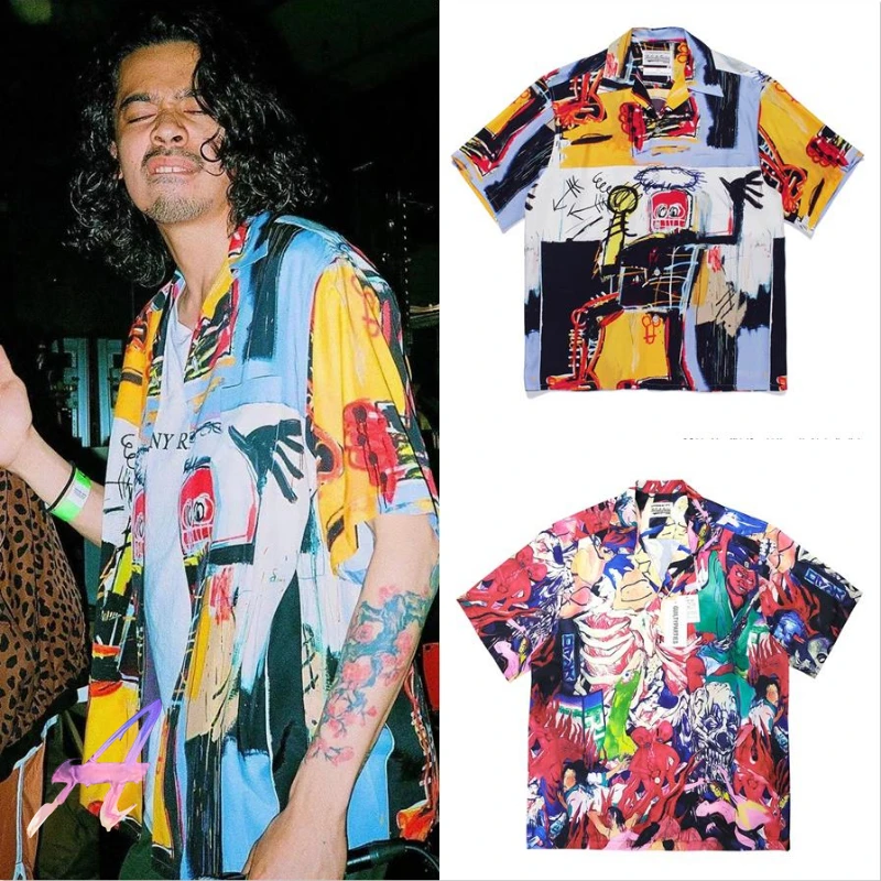 

High Street Wacko Shirt Oversized Men's Summer Graffiti Hawaiian Shirts