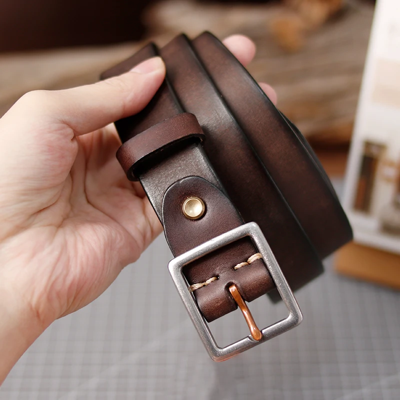 Women's Leather Belt 28mm Luxury Handmade Stainless Steel Buckle 100% Full Grain Leather Apparel Belt Brown Men's Work Belt