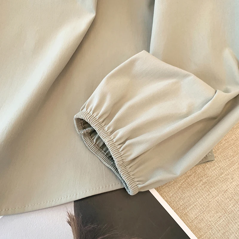 Женская рубашка с длинными рукавами-фонариками свободного покроя