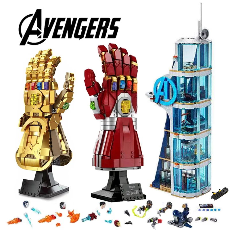 

Disney Marvels Avengers Ironman Thanos Infinity Glove Gauntlet Superhero Building Headquarters Toy Building Block Brick Gift