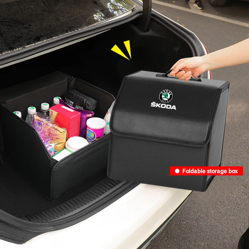 

2022 New Car Trunk Storage Organizer Box Portable Stowing Tidying Sundries and Sorting For Skoda Octavia Superb Rapid Kodiaq Kar