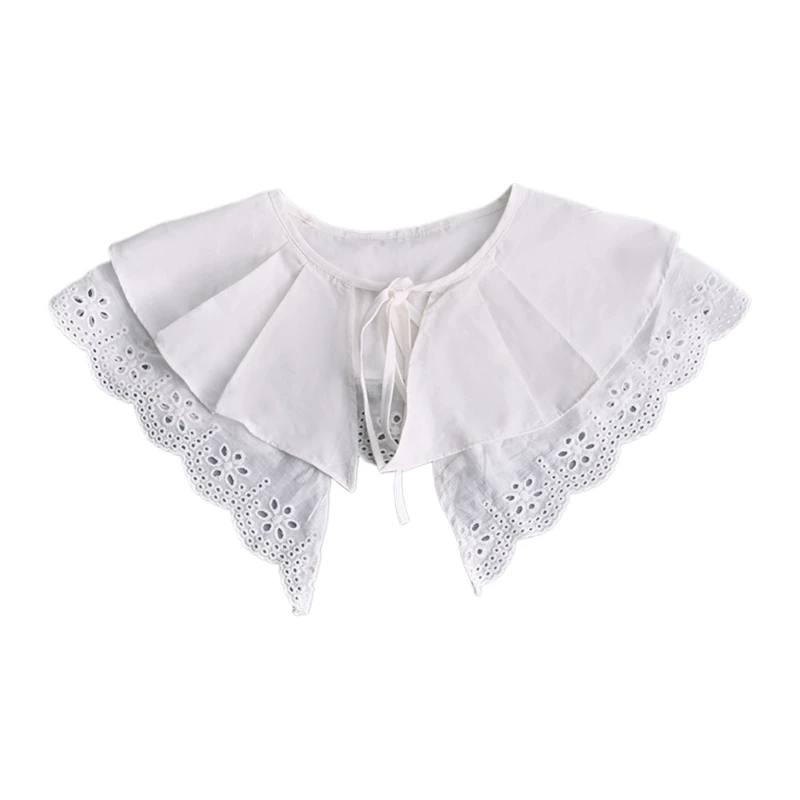

Women False Collar Hollow Lace White Ladies Shawl Wrap Accessory for Women Long Sleeve Shirt
