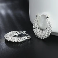 quality silver plated ethnic hoop earrings for women metallic style daily wear party female ear jewelry exquisite gifts