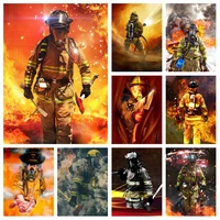 5D DIY Fireman Diamond Art Painting Kits Firefighter Heroes Cross Stitch Embroidery Picture Mosaic Craft Living Room Home Decor