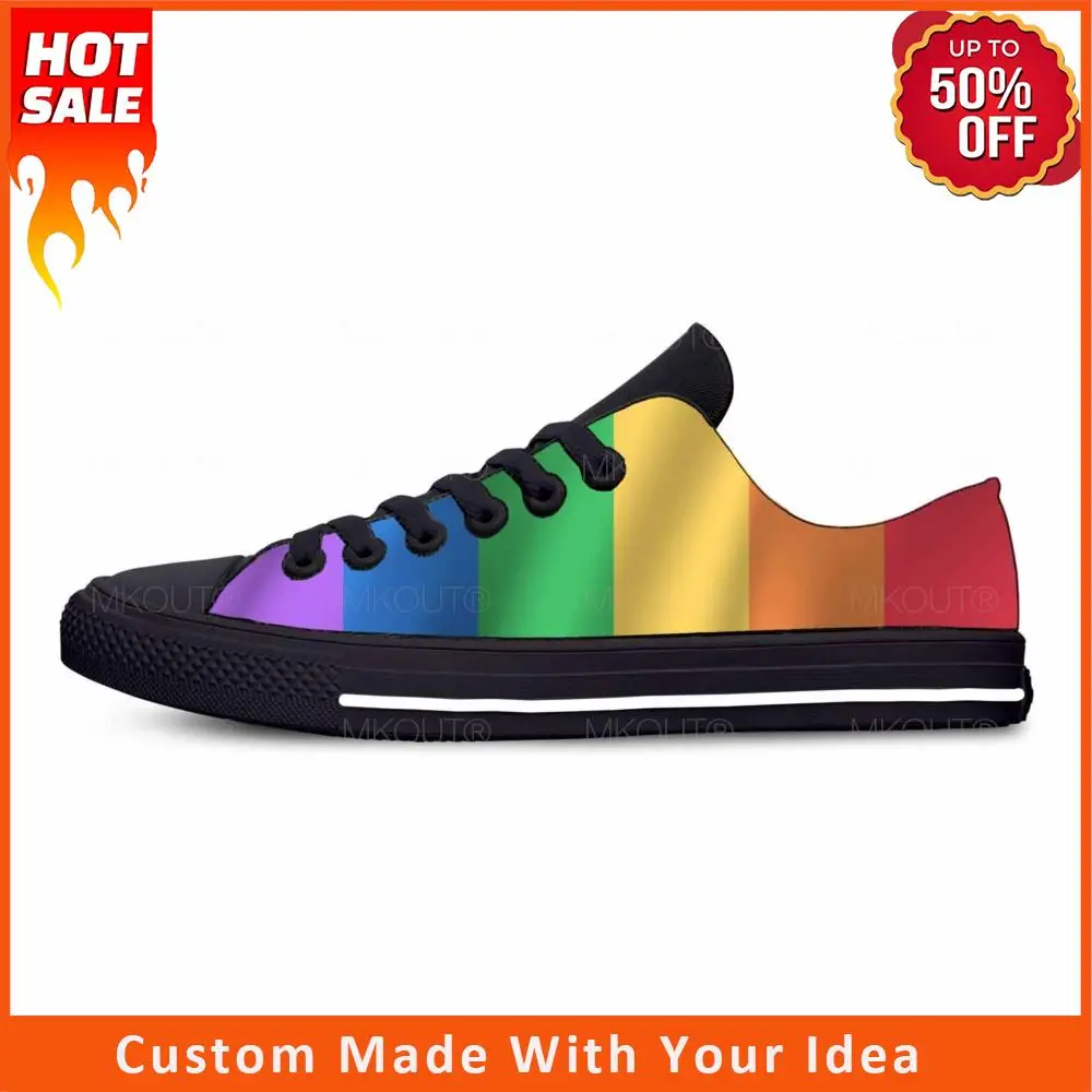 

LGBT LGBTQ Gay Lesbian Rainbow Pride Flag Cartoon Casual Cloth Shoes Low Top Lightweight Breathable 3D Print Men Women Sneakers