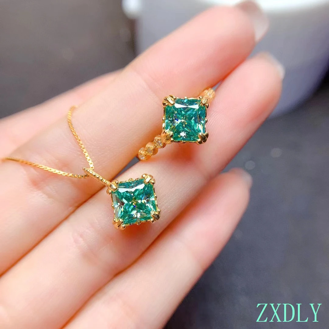 Женское вечерние Цо и ожерелье из муассанита Комплект украшений серебра 925 пробы