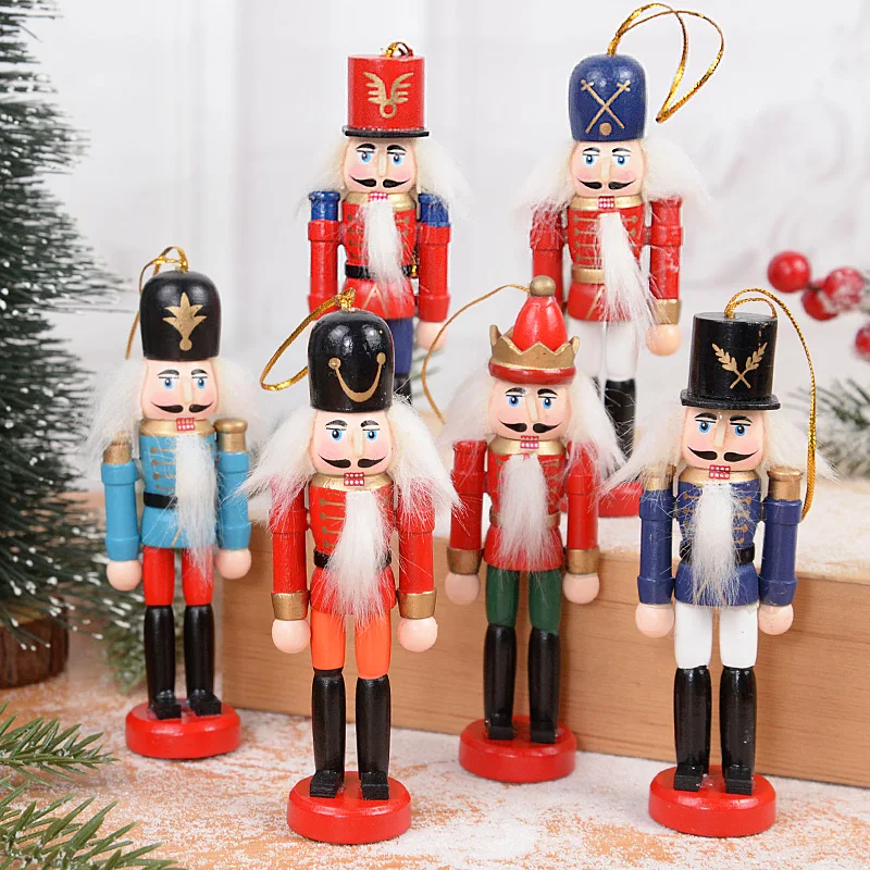 

Merry Christmas Nutcracker Puppet Ornament Kid Nutcracker Soldier Doll Puppet Xmas Tree Wooden Pendants New Year Home Decoration