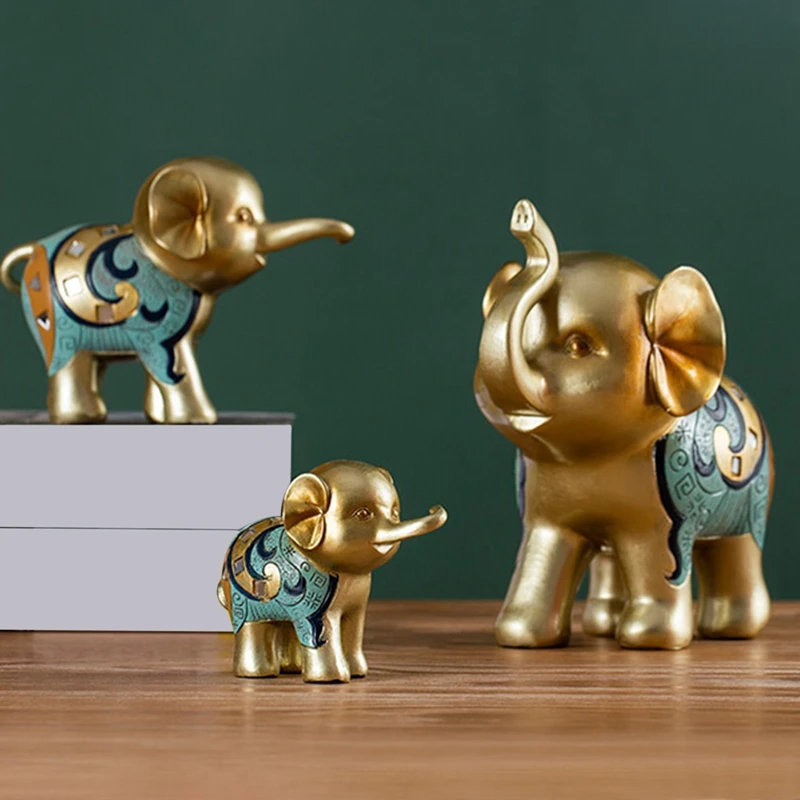 3PCS Good Luck Elephant Statue Decorations for Home Elephant Figurines Statues Home Decor Feng Shui Elephant Figurines
