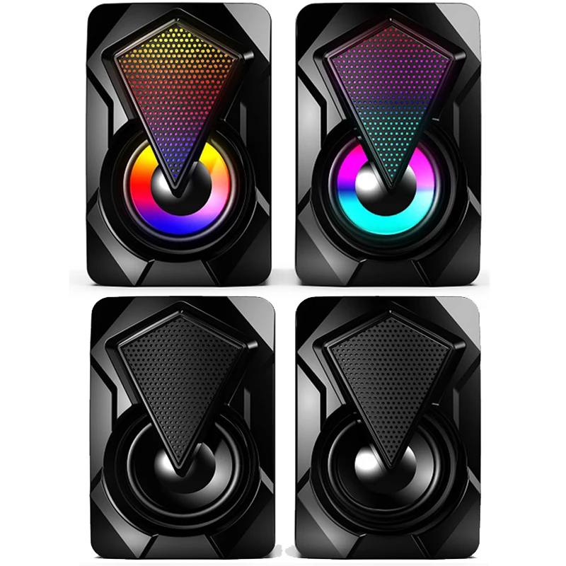 

X2 Computer Speakers with Subwoofer for PC Desktop Computer Laptop LED Colorful Lighting Home Theater System USB Wired SoundBox