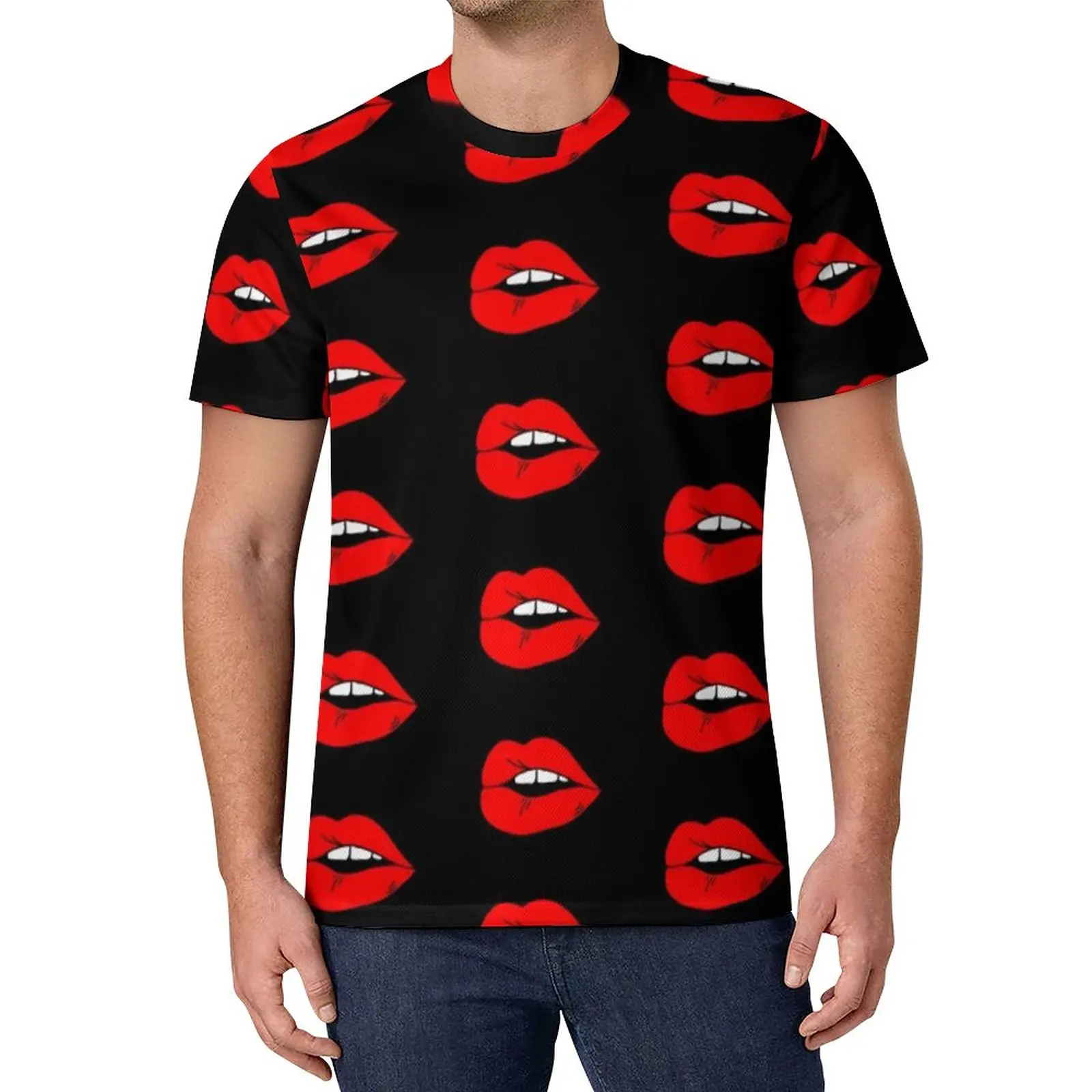 

Red Lips Print T-Shirt Do Not Lie Design Popular T-Shirts Short Sleeve Graphic Tshirt Awesome Plus Size Tees