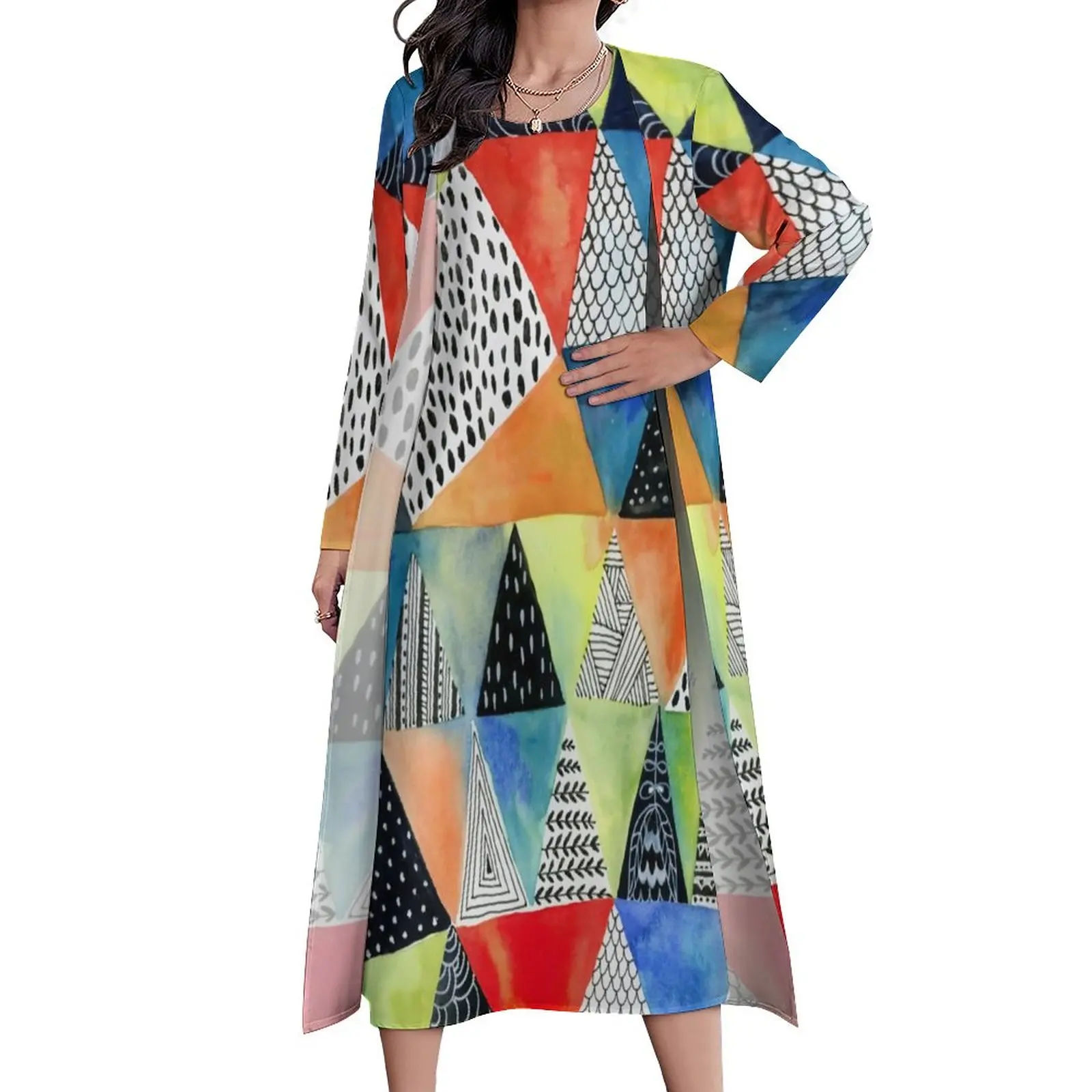 

Длинное платье с красочным принтом, в уличном стиле