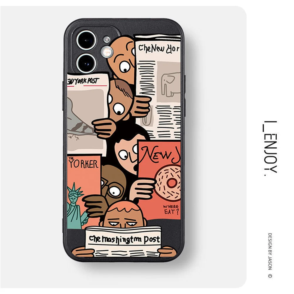 

Funny Vintage Illustrated Phone Case for 14promax Apple 12 Soft Case iPhone 13 Fall Protection Case
