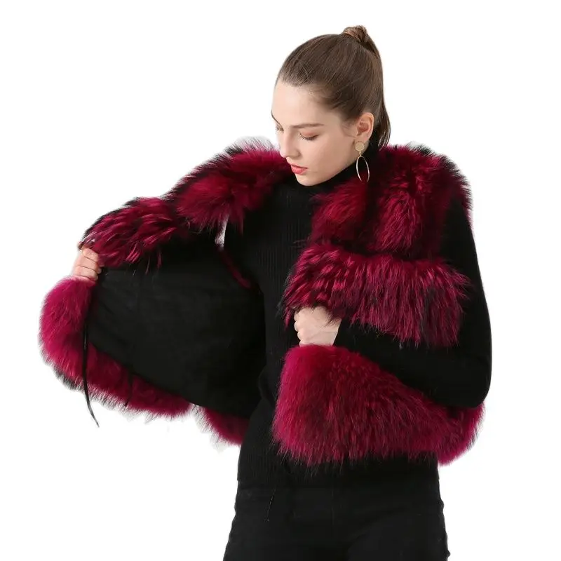 Fashion 100% Natural Raccoon Furs Short Vest Women Winter Real Fur Thicken Fluffy Coat Korean Streetwear For Women Luxury Warm