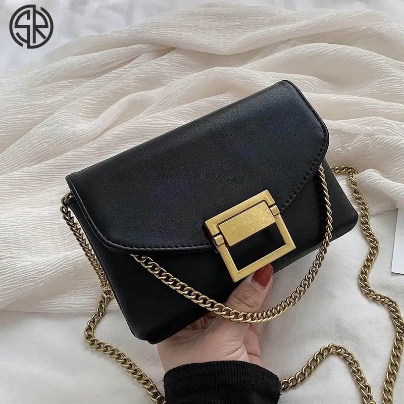 

Маленькая женская сумка на цепочке в стиле знаменитостей, новинка 2023, модная Корейская универсальная сумка через плечо, модная простая маленькая квадратная сумка